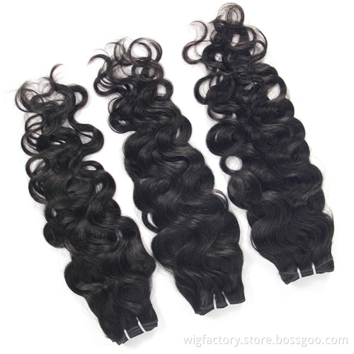 Wholesale price virgin best lady weaves, natural color malaysian ocean wave weft hair